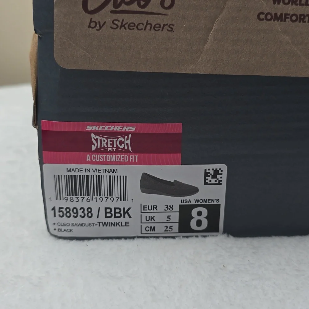 NIB Skechers Cleo Sawdust Sparkle Knit Skimmers - Twinkle Black - Picture 7 of 7